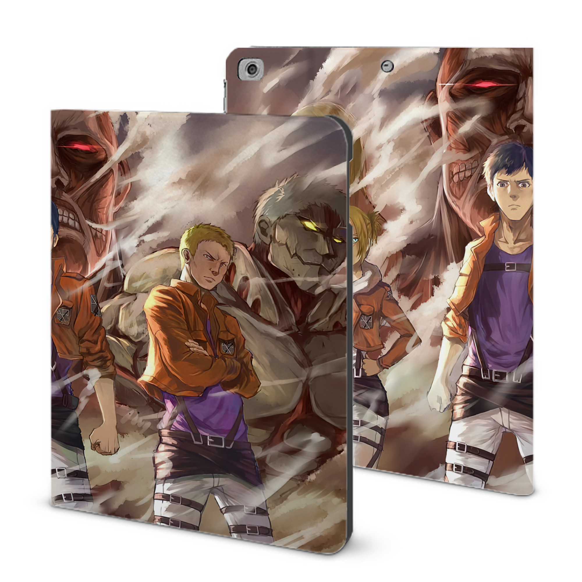 （画像用） 進撃の巨人 Attack on Titan IPad ケース ブック型 PUレザー TPU 耐衝撃 軽量 薄型 ペン収納なし 全面保護 IPad 各モデル対応
